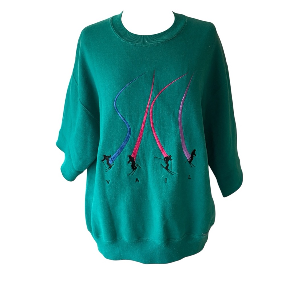 SKI VAIL CRAZY T-SHIRTS HAWAII Green Graphic Women's Sweater Vintage